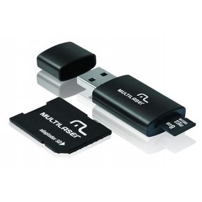 Kit 3 em 1 Multilaser MC058 Pendrive +Adaptador SD + Cartão De Memória Classe 4 com Trava de Segurança 8GB | Preto GO - 580838