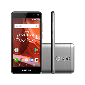 Smartphone Positivo S511 Twist, Android 7.0, Dual chip, Processador Quad Core 1.2 GHz, Câmera traseira de 8MP e frontal de 5MP, Tela 5