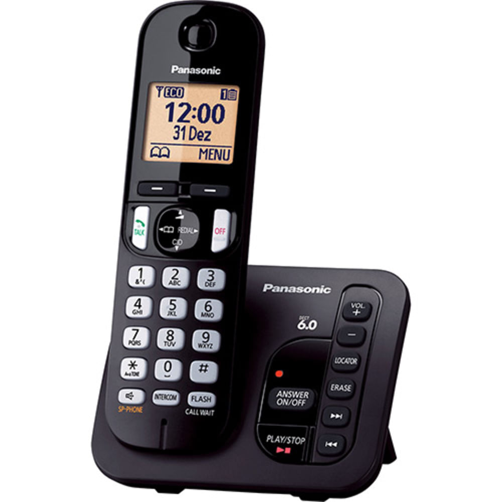 Telefone Sem Fio Panasonic KX-TGC220LBB Com Secretária Eletrônica