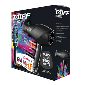 Secador de Cabelo Profissional Taiff New Black com escova | 127V GO - 19764 Secador de Cabelo Profissional Taiff New Black com escova | 127V GO - 19764