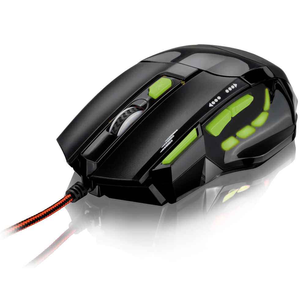 まこ Mouse Multilaser Gamer 2400DPI com QuickFire Verde - MO208