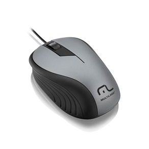Mouse Multilaser Emborrachado Cinza E Preto Com Fio Usb - MO225 GO - 581385