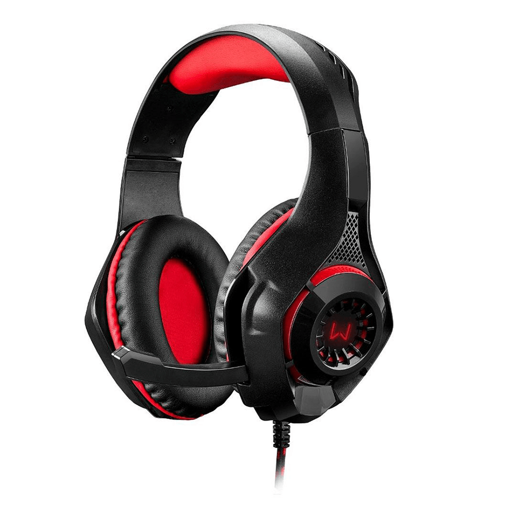 Headset Gamer Warrior Rama P3+USB Stereo Adaptador P2 LED Vermelho