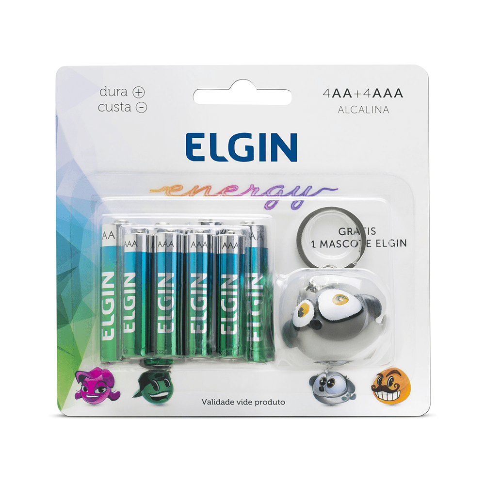 Pilha Elgin Alcalina 4AA + 4AAA com chaveiro Artigo: 26384