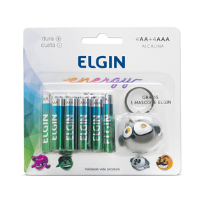 Pilha Elgin Alcalina 4AA + 4AAA com chaveiro GO - 26384