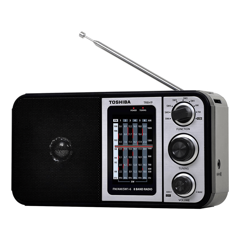 Rádio Portátil Toshiba TR849, AM/FM, MP3, USB, Saída para fone de