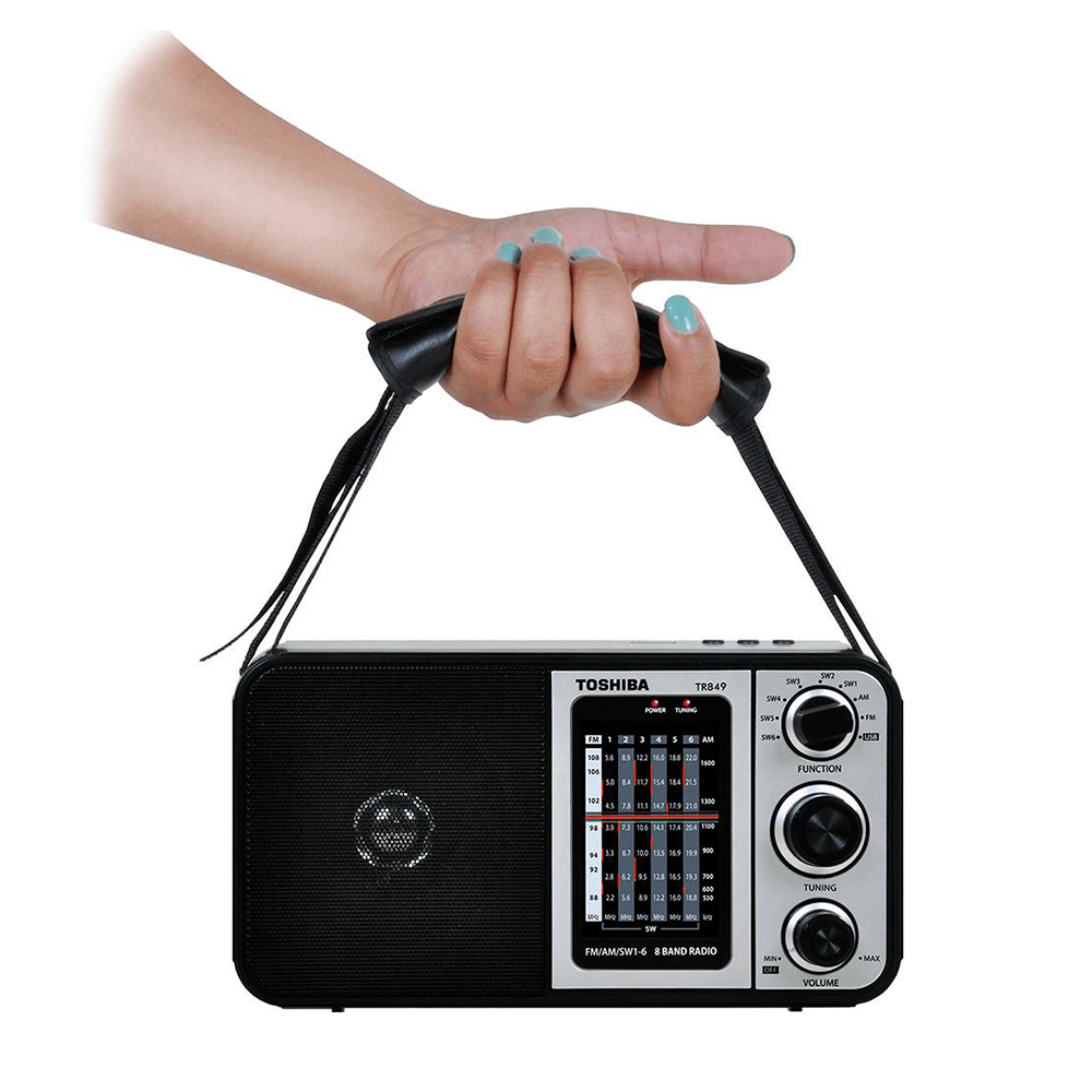 Rádio Portátil Toshiba TR849, AM/FM, MP3, USB, Saída para fone de