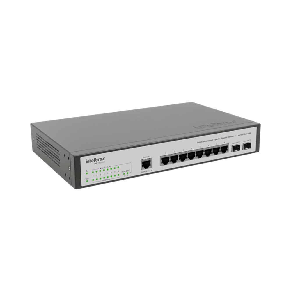 Switch Intelbras 08 PTS Gigabit +2 Mini - Gbic Sg1002mr - Fujioka