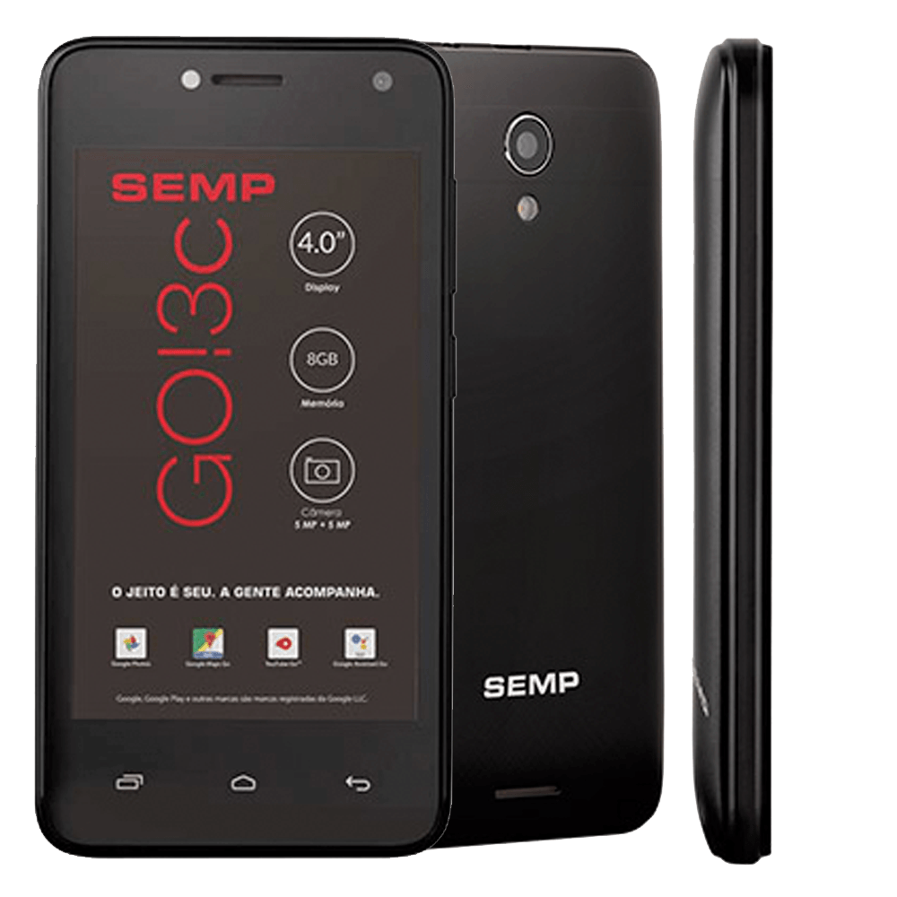 Smartphone Semp GO 3C 4018 | Preto, Android 8.0, Oreo, Dual chip