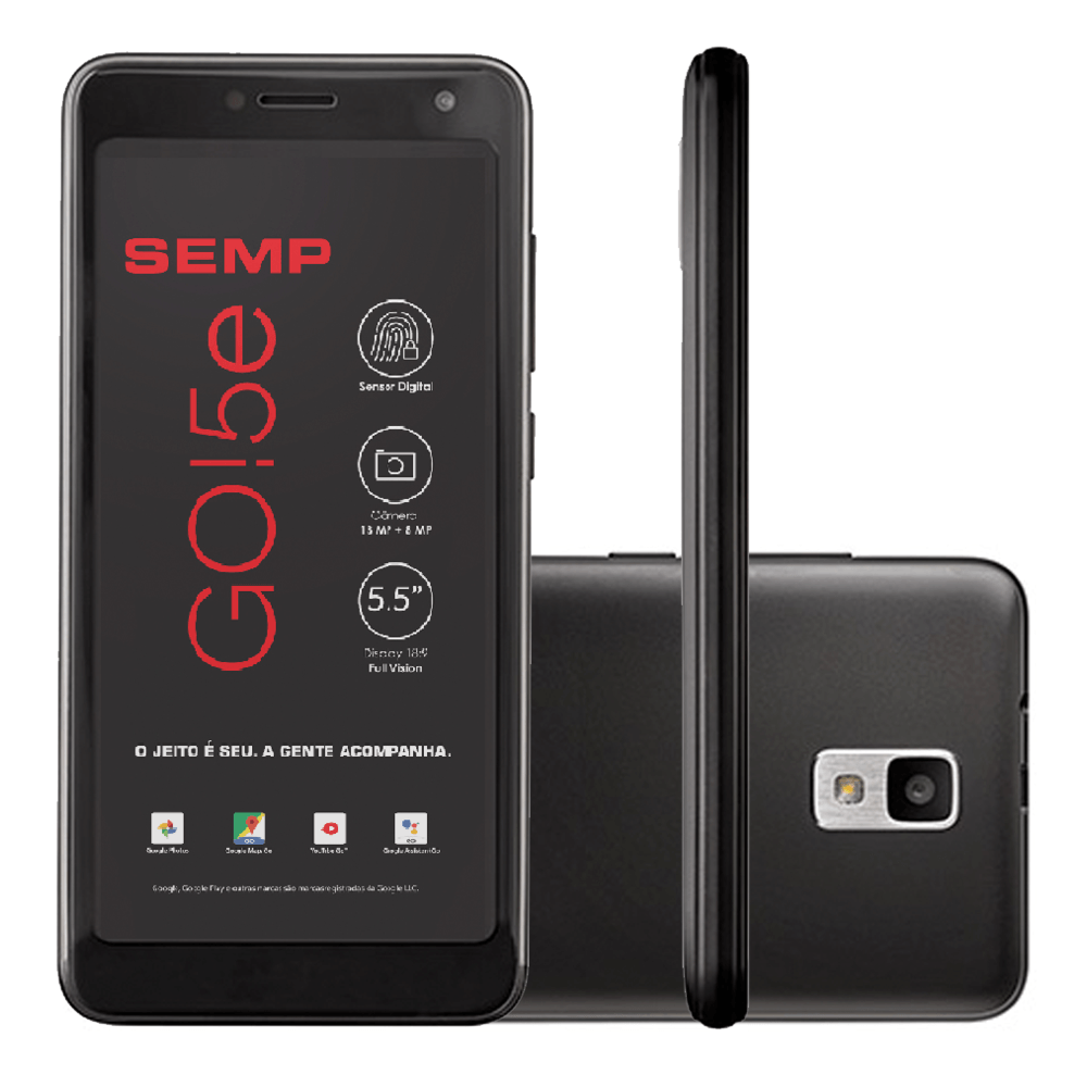 Smartphone Semp GO 5E 5515 | Preto, Android .8.1Oreo,Dual chip