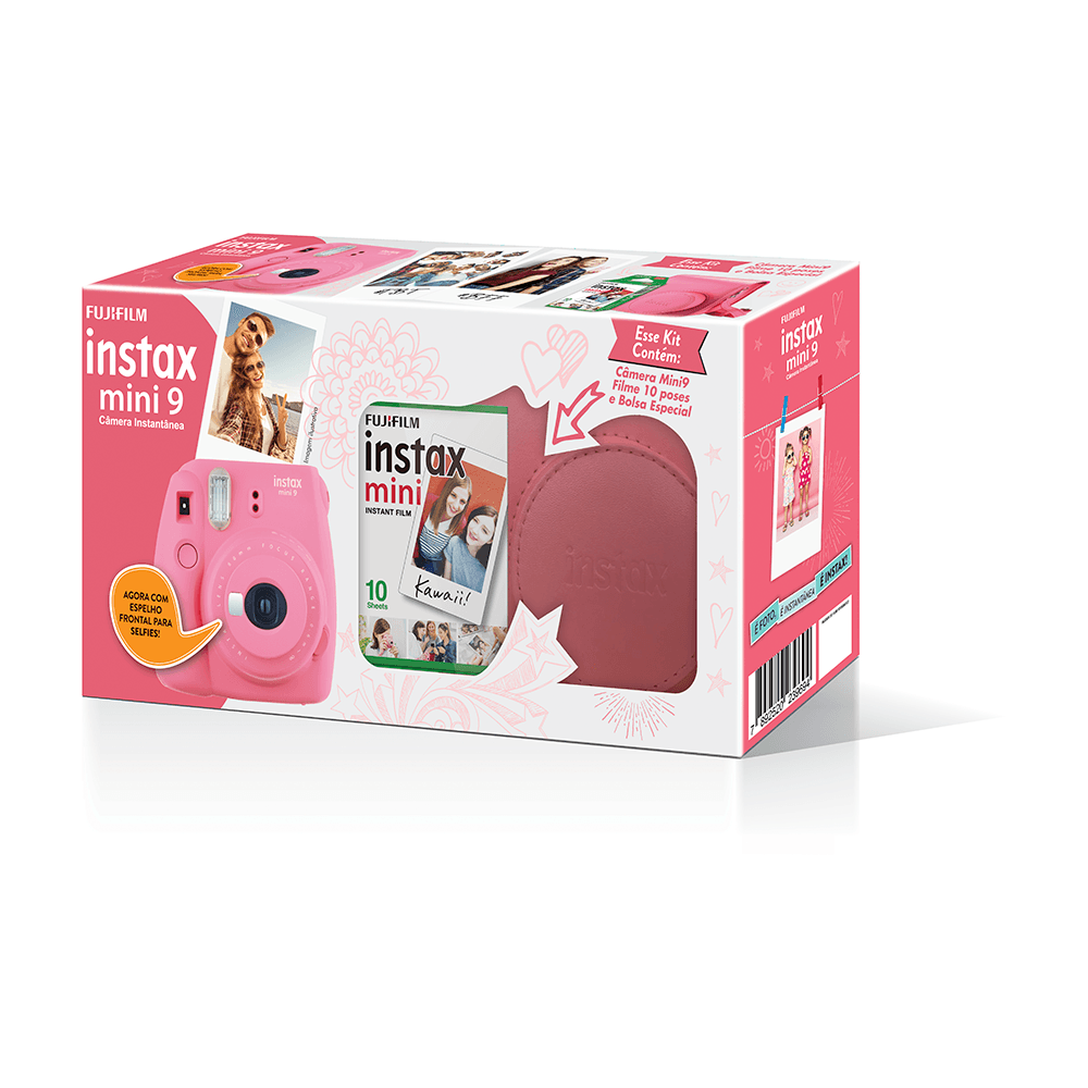 Kit Câmera Instax Mini 9 Rosa Flamingo - Fujioka Distribuidor