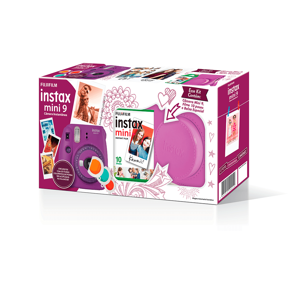 Kit Câmera Instax Mini 9 Roxo - Fujioka Distribuidor