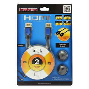 Cabo HDMI Brasforma HDMI6002 2M Blister GO - 255192