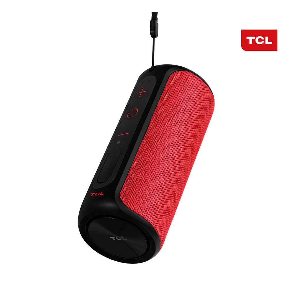 Caixa Bluetooth TCL BS12 IPX7, Vermelha, À prova d'água, Viva voz