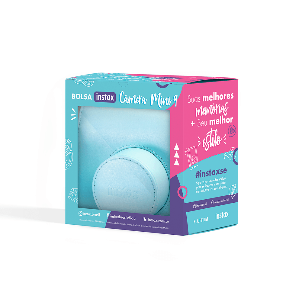 Bolsa Instax Mini 9 Couro Sintético Azul Aqua - Fujioka Distribuidor