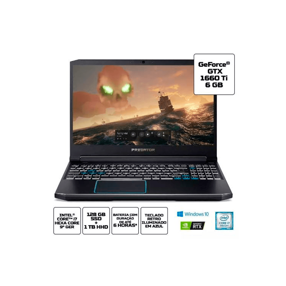 Notebook Gamer Acer Predator Helios 300 PH315-52-748u GTX 1660TI