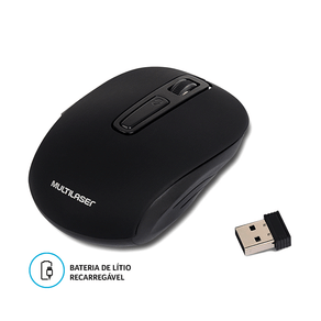 Mouse Sem Fio Multilaser MO277 2.4 GHZ Litio Preto GO - 581563