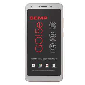 Smartphone Semp GO 5E 5515, Android .8.1Oreo,Dual chip, Processador Quad Core , Câmeras com flash 8MP e traseira 13MP , Tela 5.5'', | Dourado GO - 237782