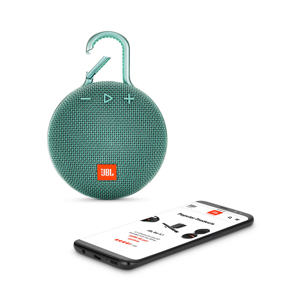 Caixa de Som Bluetooth JBL Clip 3 | Verde-azulado - Fujioka