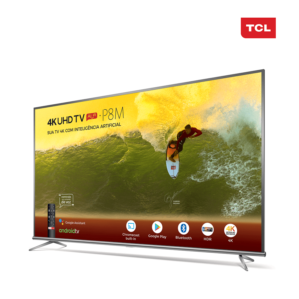Smart TV TCL 50" LED 4K UHD 50P8M, Android TV, Wi-Fi, Bluetooth e ...