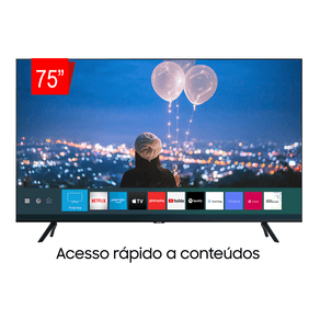 Samsung Smart TV Crystal UHD 75TU8000 4K, Borda Infinita, Alexa built in, Controle Único, Visual Livre de Cabos, Modo Ambiente Foto. GO - 43975 Samsung Smart TV Crystal UHD 75TU8000 4K, Borda Infinita, Alexa built in, Controle Único, Visual Livre de Cabos, Modo Ambiente Foto. GO - 43975