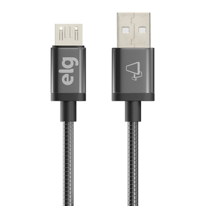 Cabo Micro USB ELG INX510GY Blindado Inox, Conector em Alumínio, Cinza DF - 278190