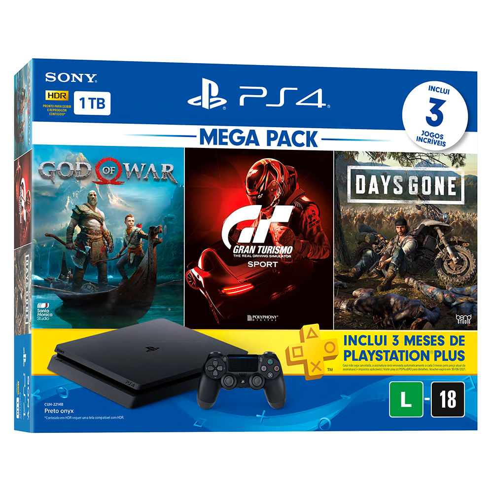Console Sony Playstation 4 Mega Pack 12 Slim 1 TB Bundle Fujioka Distribuidor