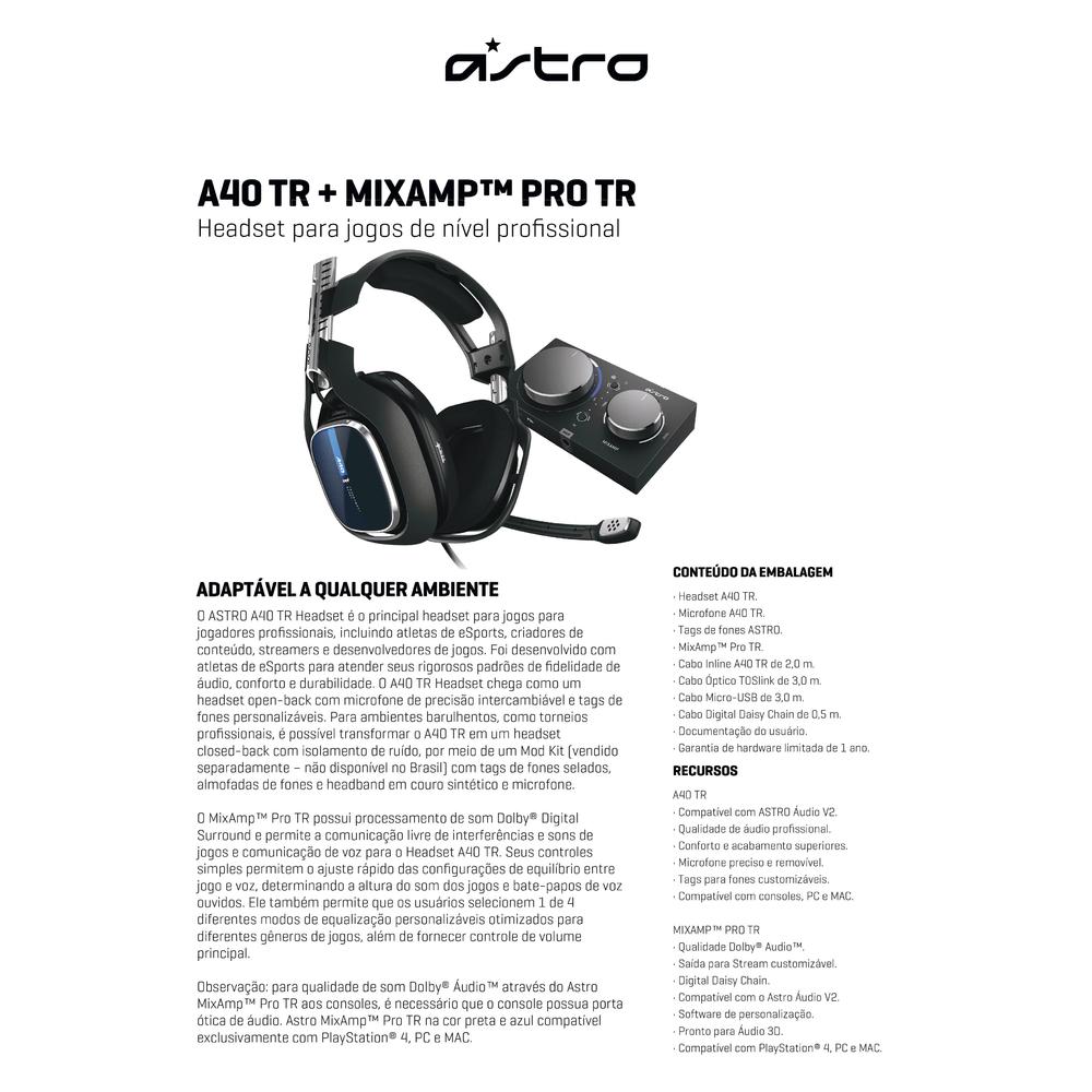 Headset para jogos ASTRO A40 TR + MixAmp Pro TR