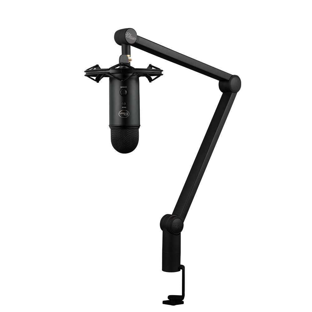 Microfone Blue Yeticaster, Condensador USB com braço