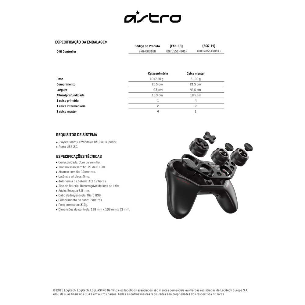 Controle Sem Fio Astro C40 TR Controller para jogos, para