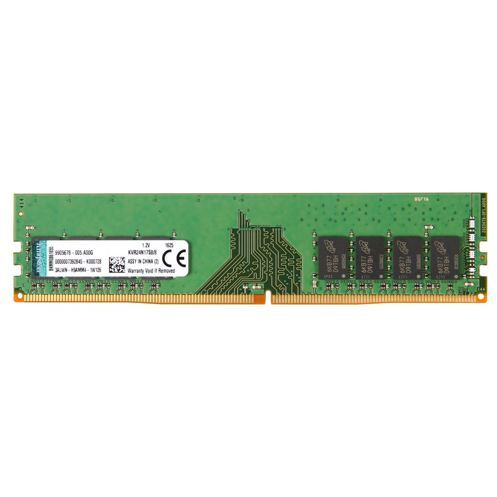 Memória Kingston de 8GB DIMM DDR4 2400Mhz 1,2V 1Rx8 para desktop