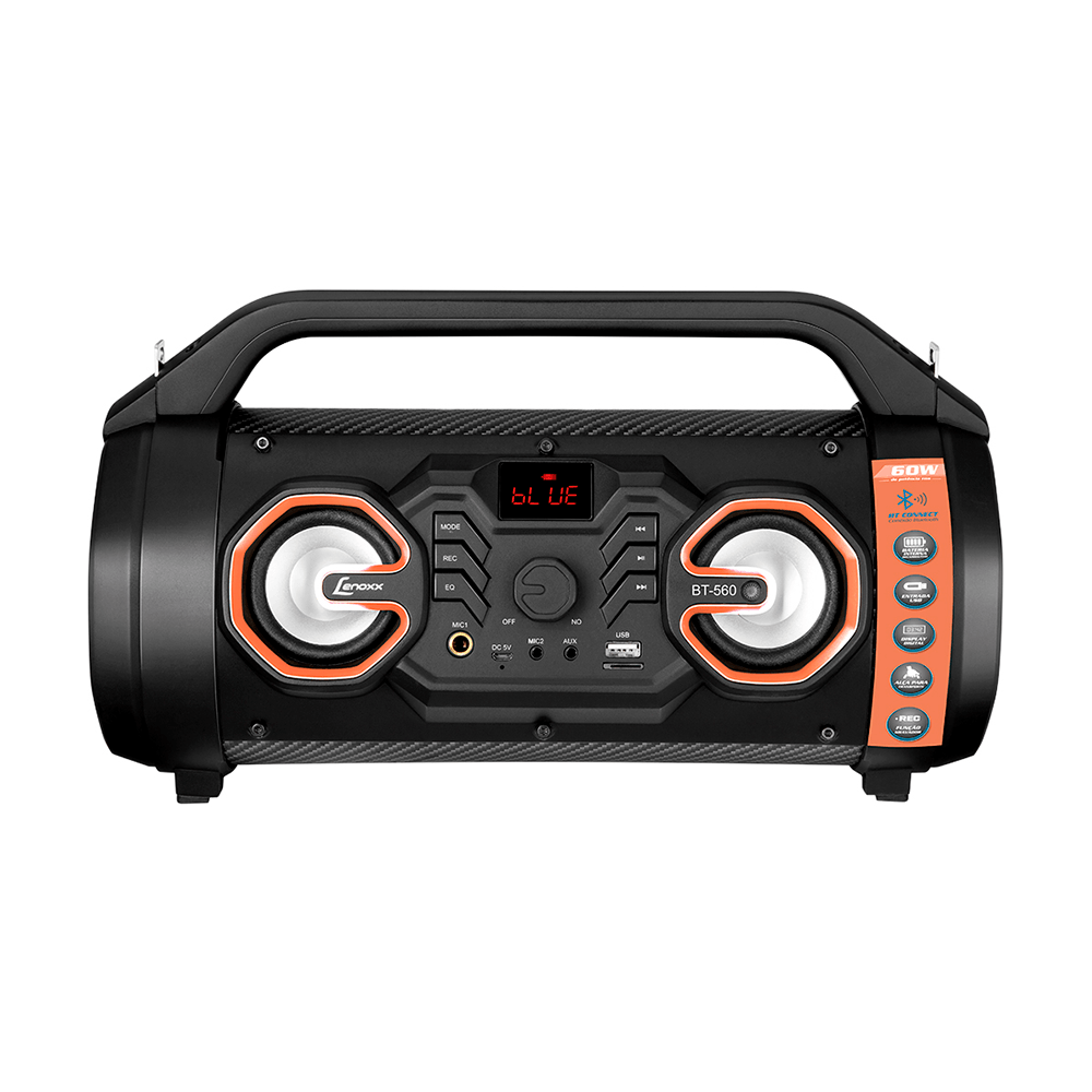 Caixa Acústica Lenoxx Speaker BT560, Potência 60W, Karaokê Bivolt