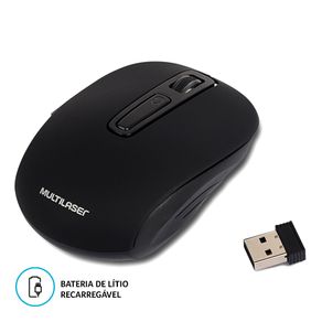 Mouse Sem Fio Multilaser MO277 2.4 GHZ Litio | Preto DF - 581918