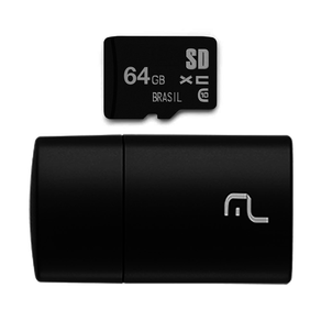 Pen Drive 2 em 1 Multilaser Leitor USB + Cartão de Memória Classe 10 - MC164 | Preto DF - 278481 Pen Drive 2 em 1 Multilaser Leitor USB + Cartão de Memória Classe 10 - MC164 | Preto DF - 278481