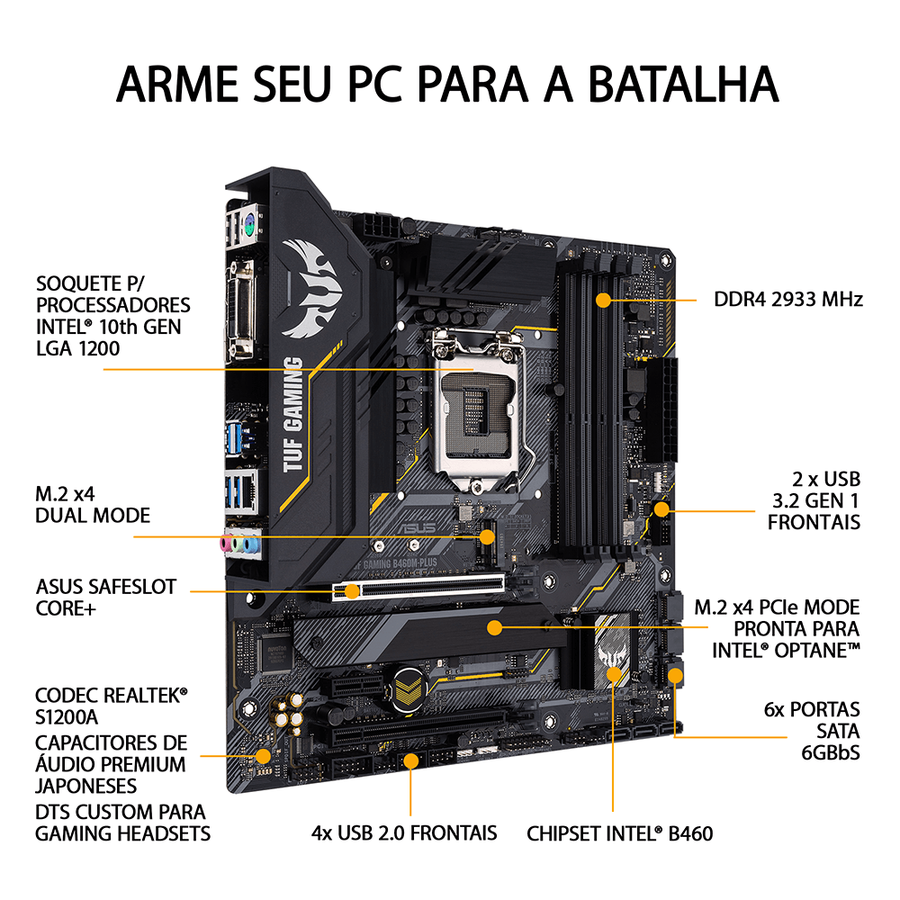 マザーボード b460m plus+core i7 10700F マザーボード b460m plus+core i7 10700F Placa Mãe ASUS TUF Gaming