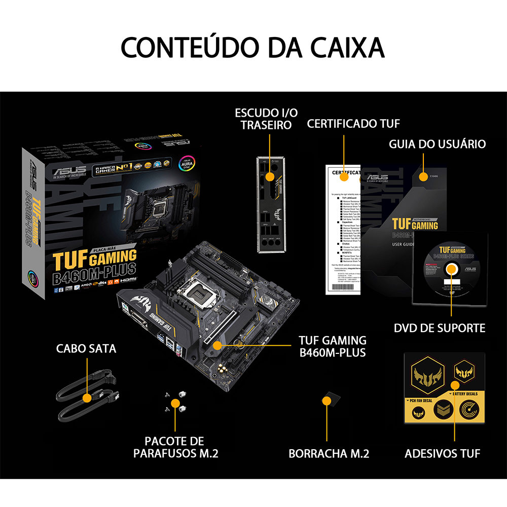 Placa Mãe Asus TUF GAMING B460M-PLUS, Chipset B460, Intel LGA 1200