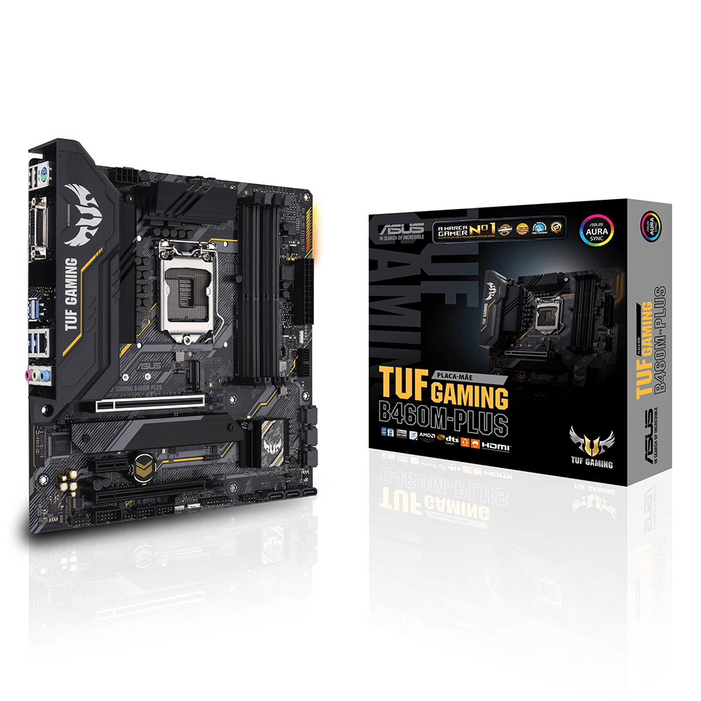 intel CORE i3.10100F + ASUS TUF B460Mセット Placa Mãe Asus TUF GAMING B460M-PLUS, Chipset B460, Intel LGA 1200