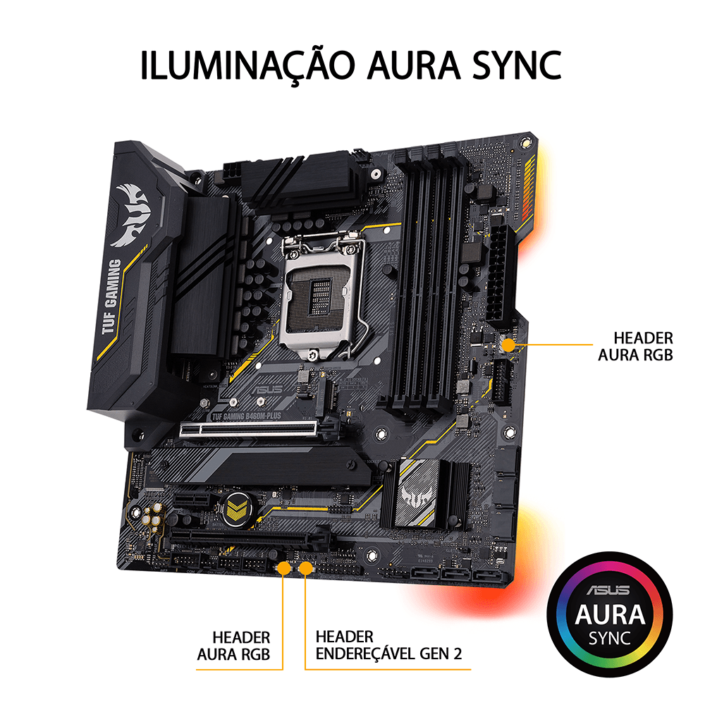 Placa Mãe Asus TUF GAMING B460M-PLUS, Chipset B460, Intel LGA 1200