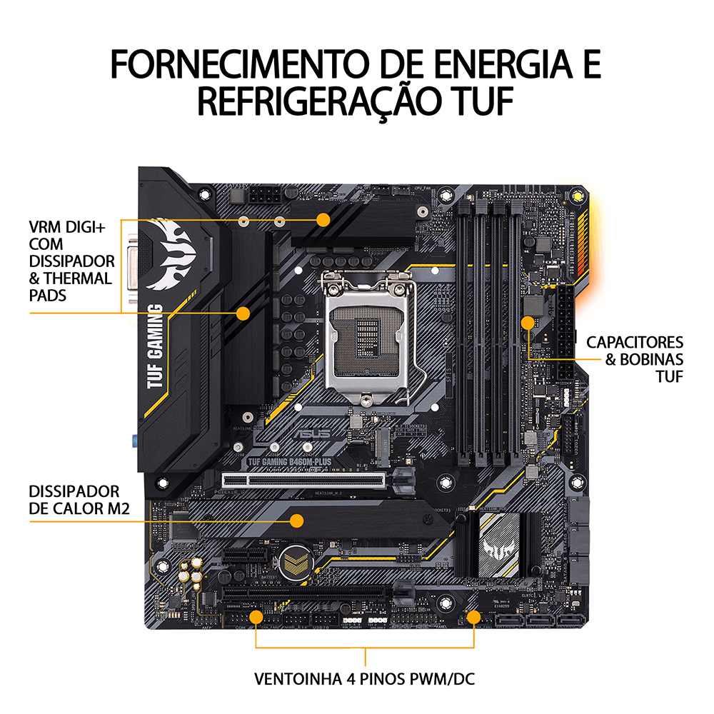 Placa Mãe Asus TUF GAMING B460M-PLUS, Chipset B460, Intel LGA 1200