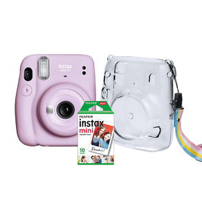 Kit Câmera Instax Mini 11 com pack 10 fotos e bolsa Crystal | Lilas DF - 227211