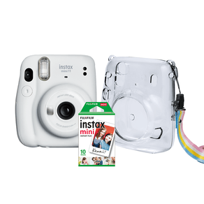 Kit Câmera Instax Mini 11 com pack 10 fotos e bolsa Crystal | Branco DF - 227208