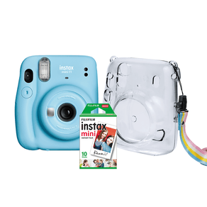 Kit Câmera Instax Mini 11 com pack 10 fotos e bolsa Crystal | Azul DF - 227209