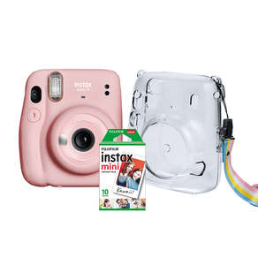 Kit Câmera Instax Mini 11 com pack 10 fotos e bolsa Crystal | Rosa DF - 227210