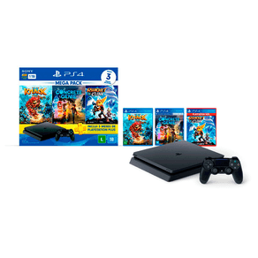 PlayStation 4 Mega Pack Family 1TB, 1 Controle, Com 3 Jogos e um voucher para PS Plus de 3 meses Bivolt | Preto DF - 223110