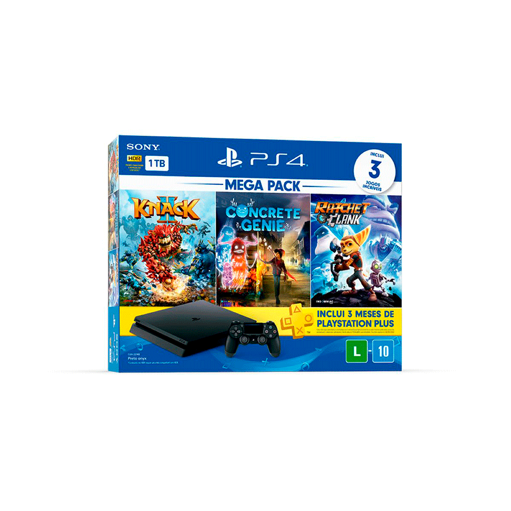 PlayStation 4 Mega Pack Family 1TB, 1 Controle, Com 3 Jogos e um
