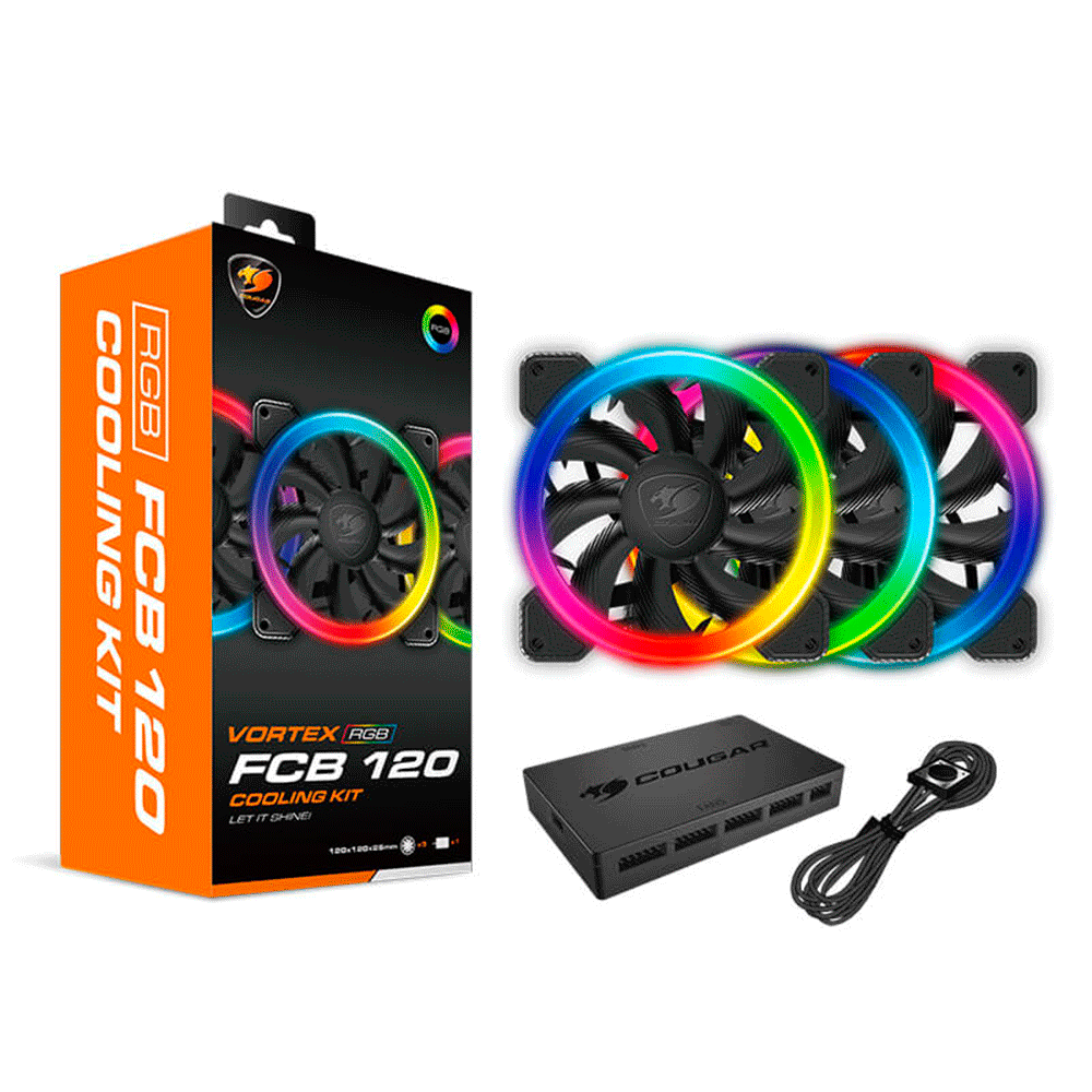 Kit Cougar 3 Cooler Fan Vortex FCB 120, RGB - 3MFCBKIT-0001