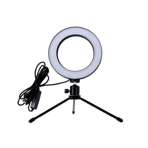 Iluminador de Led Ring Light com Tripe 6,5' USB, Temperatura de Cor Ajustável | Preto DF - 278503