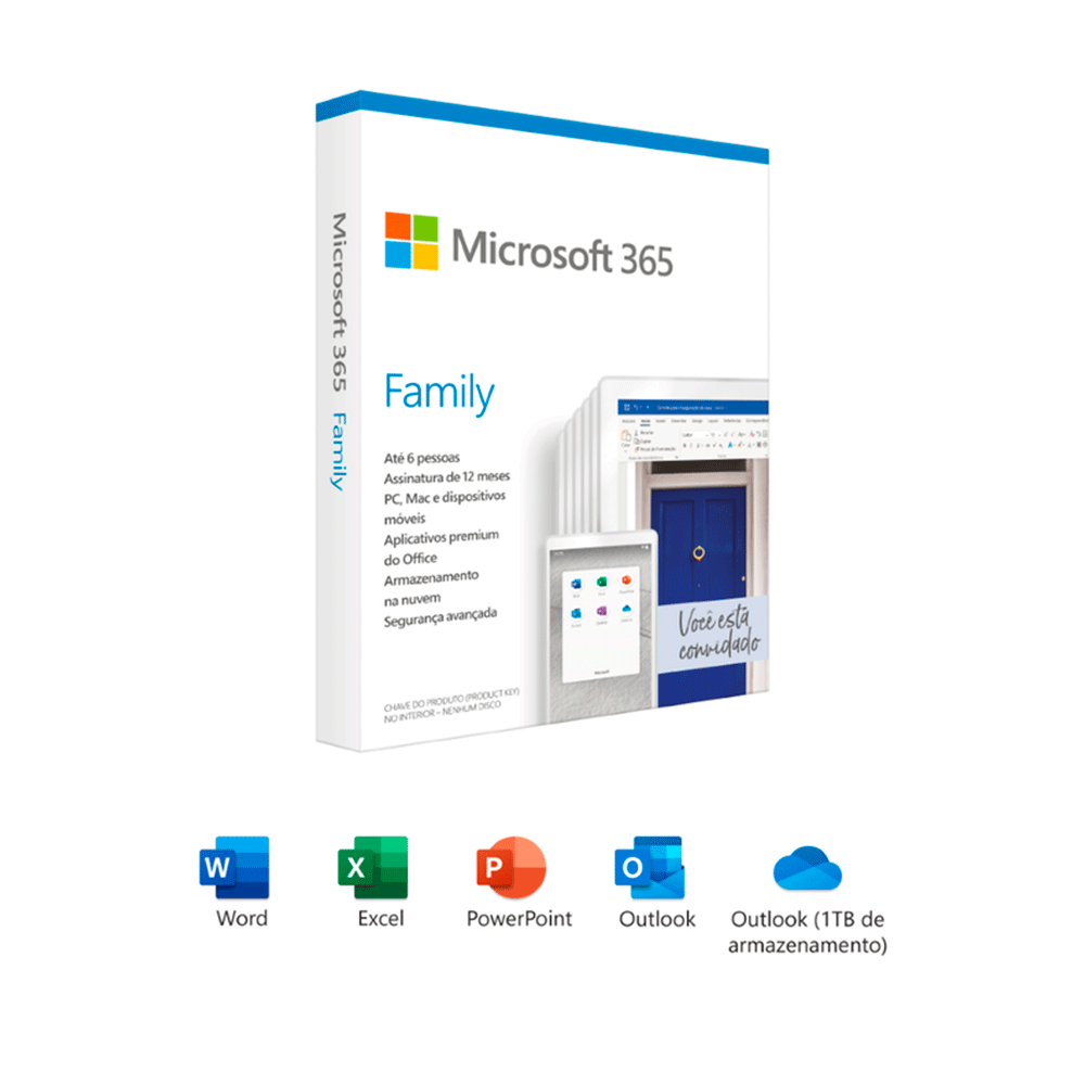 Microsoft Office 365 Family Assinatura Anual para 6 Usuários PC, Mac, iOS e  Android - Fujioka Distribuidor