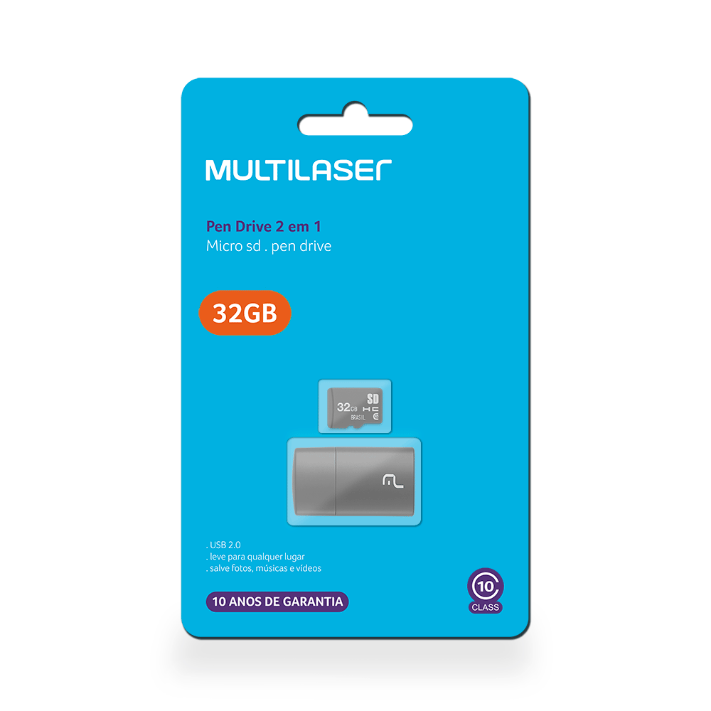 Pen Drive + Cartão de memória Multilaser 32GB | Fujioka