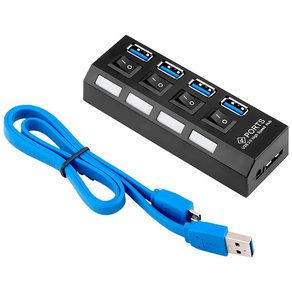 HUB MD9 USB 4 Portas 3.0, com Interruptor Energia + Cabo 7873 Preto DF - 582115